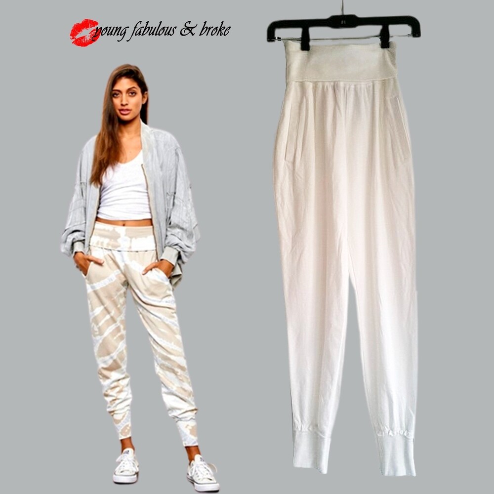 YOUNG FABULOUS & BROKE NWT GROOVE Ombre High-Waist Rib White Jogger M (Fits XS)